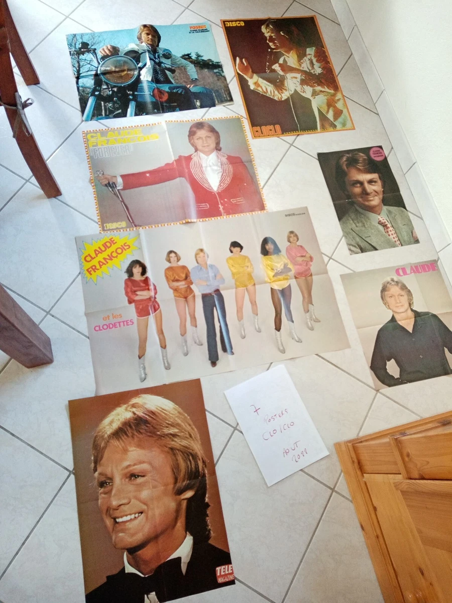 Poster Vintage Claude François Avec Ses Chiens - Format 56 X 60 Cm, Neuf Sous Emballage, Fabrication Française