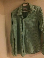 Vintage Kids Lacoste Green White Check Button up Shirt Size 10 Small Kids