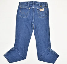 Wrangler Men Jeans Bootcut Zip Solid Cotton Blend Blue Size 34x32 947STR Cowboy