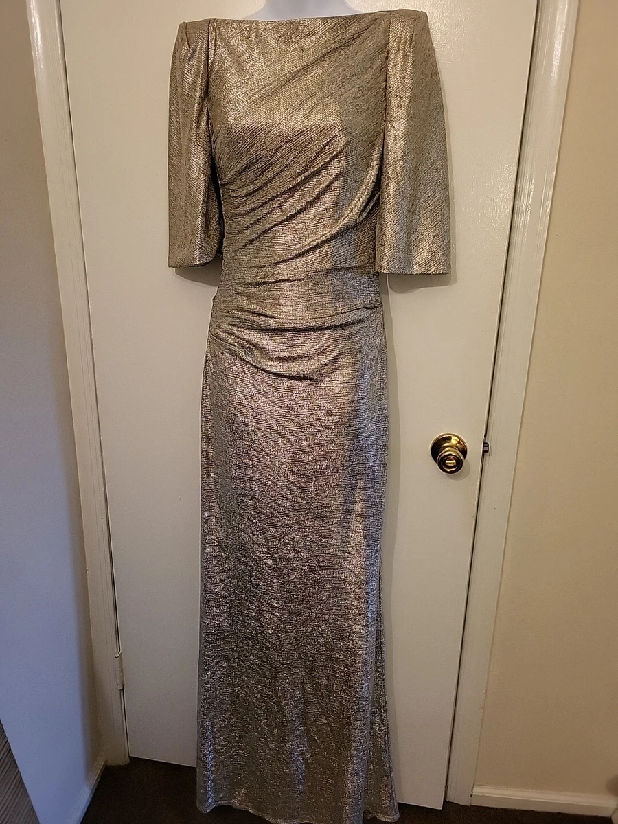 Eliza j metallic cape clearance gown