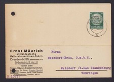 DRESDEN, Postkarte 1941, Ernst Mäurich Mitteldeutsche Kellereimaschinen-Fabrik