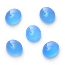 12X10MM-20X15MM NATURAL BLUE CHALCEDONY OVAL SHAPE FLAT BACK CABOCHON