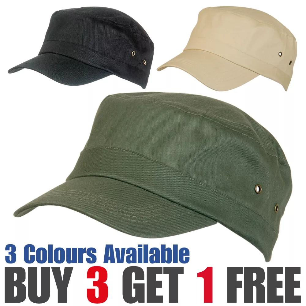 Mens Ladies Womens Girls Military Army Style Cap Plain Cotton Cadet Combat Hat