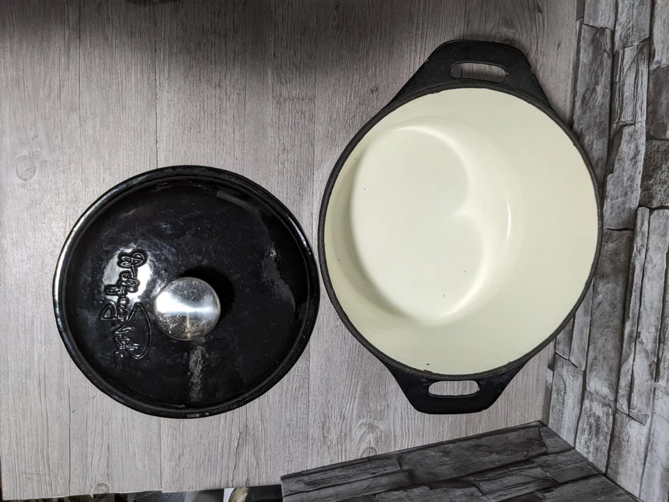 Olla de barro cubierta horno holandés Wolfgang Puck esmalte negro hierro fundido 10" de diámetro Foto 3 de 4