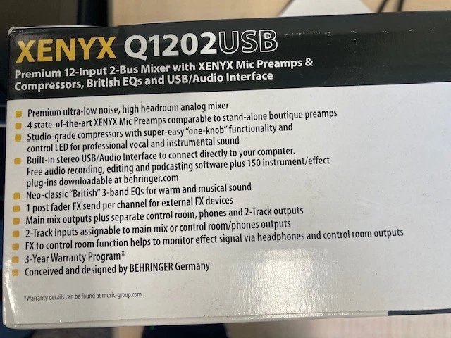 Behringer Premium 12-Input 2-Bus Mixer w/ XENYX Mic Preamps,Compressor,Power Adt - Image 2 of 4