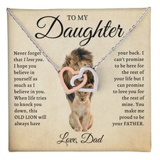 Two Heart Pendant Necklace- Rose/White or 18k Yellow Gold Finish   Daughter Gift