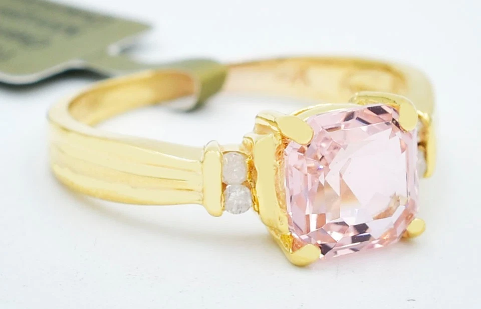 ANEL DE ORGANITA E DIAMANTE GENUÍNO 1,26 cts ouro maciço 10k - Certificado grátis - Novo com etiquetas - Imagem 2 de 4