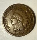 1909 Indian Head Penny Cent, Circulated, XG, Cooper Coin, USA