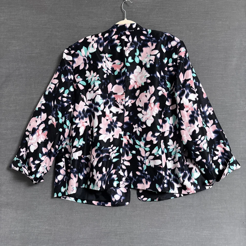 Blazer Kasper 24W Rosa Verde Negro Floral Chaqueta Carrera Colorido Oficina Trabajo Foto 2 de 4