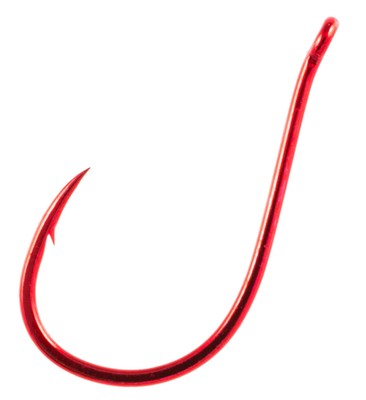 Owner Mosquito Fishing Hooks 10 Pack Red Chrome Fine Wire Offset Point