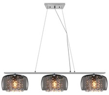 Modern Ceiling Crystal Droplet Pendant Light Triple Smoked Grey Glass H3103