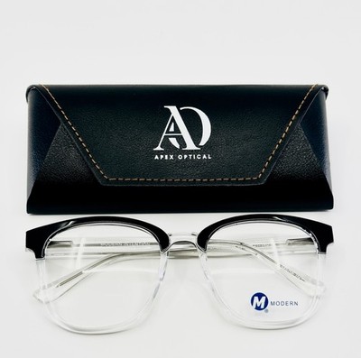 NEW MODERN INTENTION BLACK/CRYSTAL Clear Womens Round Eyeglasses 53-21-140 B:49