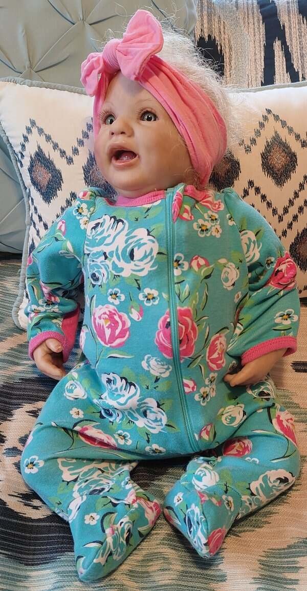 Bountiful Baby RARE Reborn Doll 2009 Open Laughing Mouth Curly Blond Hair Weight
