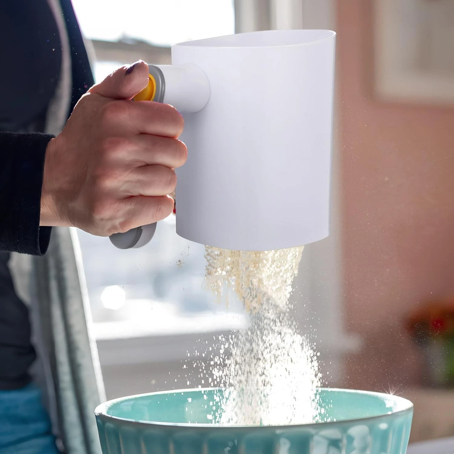Flour Sifter For Baking Electric Flour Sifter Handheld Powder Shaker Strainer