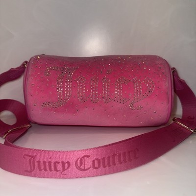 Juicy Couture Let It Shine Roll Bag Bright Pink Rhinestone Barrel Crossbody