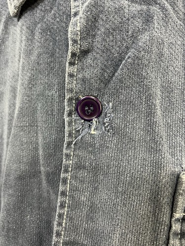 Vintage 90s Fox Racing Distressed Heavyweight Button Up Shirt Shacket Blue XL - Picture 6 of 10