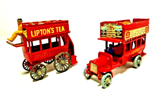 Vintage Matchbox Lesney 1912-1920 Type B Double Decker Dewar's Bus & Lipton Tea