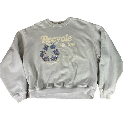 Madhappy Pullover Crewneck Sweatshirt Recycle Earth Day Gray Blue Large