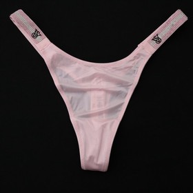 3 Victoria's Secret Very Sexy Satin Logo Shine Strap Thong Panty LOT XS M L