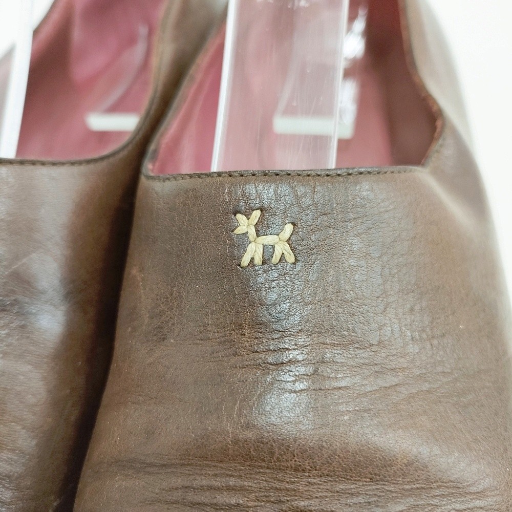 HENRY CUIR Leather dog embroidery size 36 Shoes/Shoes Brown 6
