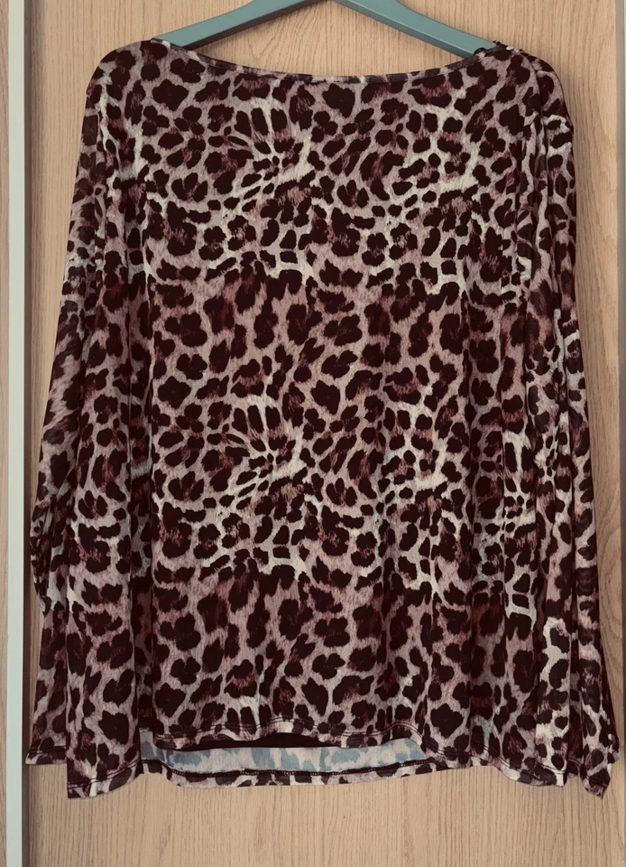 Tu Woman BNWT size 26 chiffon layer brown black leopard print tunic blouse top - Image 4 of 4