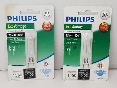 Philips Ecovantage 75w = 100w GY8.6 Base T4 Outdoor Security Bulb 120v Lot Of 2