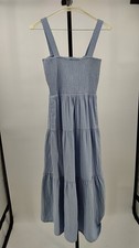 Quince Women Organic Cotton Gauze Smocked Sleeveless Maxi Dress Ocean Breeze S