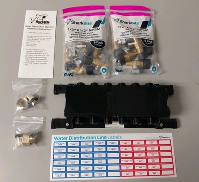Sharkbite (818230) Water Distribution Manifold 12 Port Brass Ball Valves