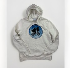 Old Navy ET Hoodie M Cream Cotton Blend Graphic Pullover Sweatshirt