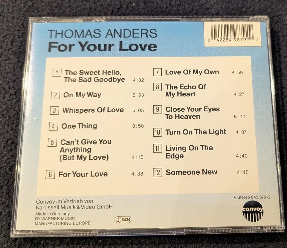 CD Thomas Anders - For your love / 1992 Album / 12 Tracks / kein Modern Talking - Bild 2 von 2