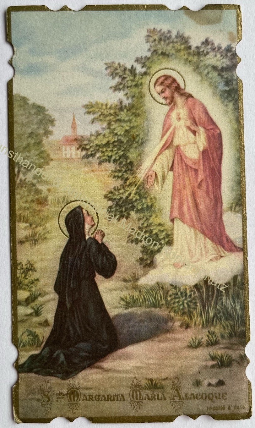 orig. Andachtsbild Heiligenbild antik um 1920 Jesus Margareta Maria Alacoque