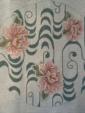 Peonies round needlepoint 18 Mesh approx 13" x 13"