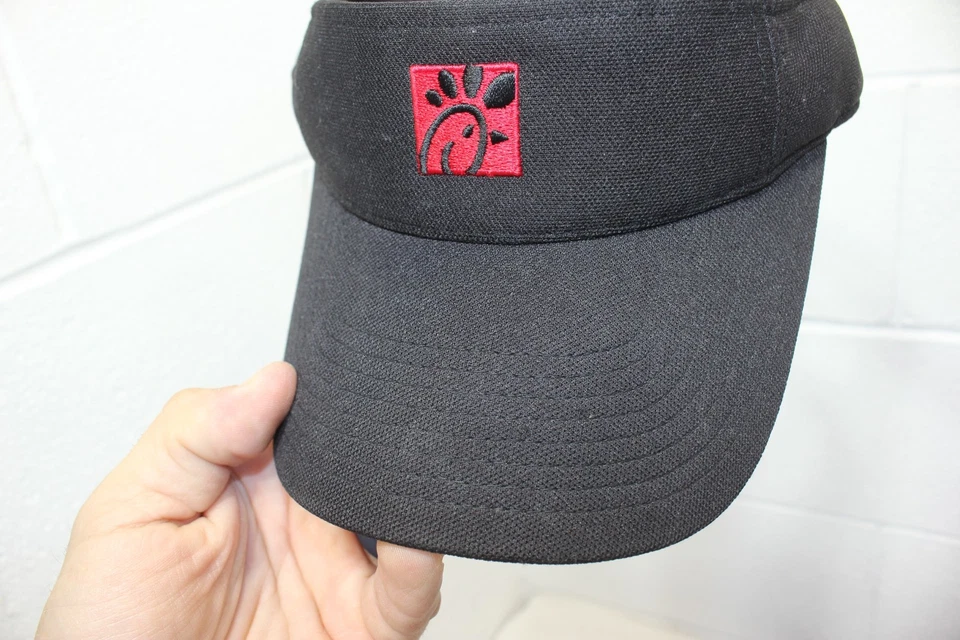 LOT OF 2! Chic Fil A Employee Uniform Hook Loop adjustable Visors black/gray EUC - Image 3 of 4