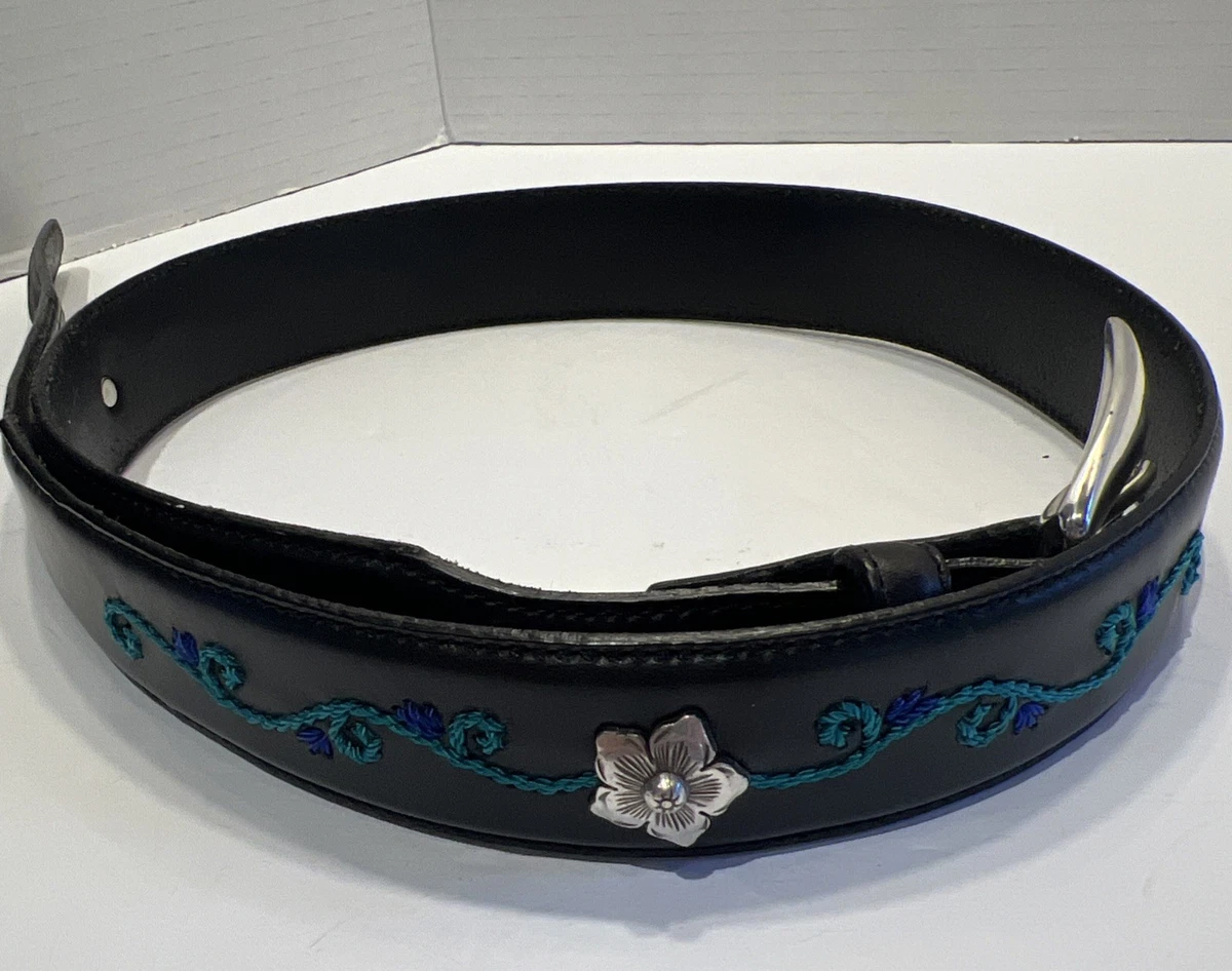 Justin Turquoise Leather Belt with Silver Accents‎ Women\'s Size 32 Justin Boots for Women Blue Belts for sale | eBay main image 3