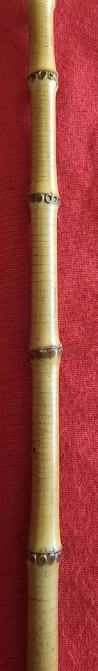 Victorian Antique Walking Stick Presentation Cane Bamboo Antler 14K Gold Collar - Image 4 of 4