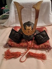 Vintage Samurai Armor Kabuto Helmet Ornament Shogun Display Figure 