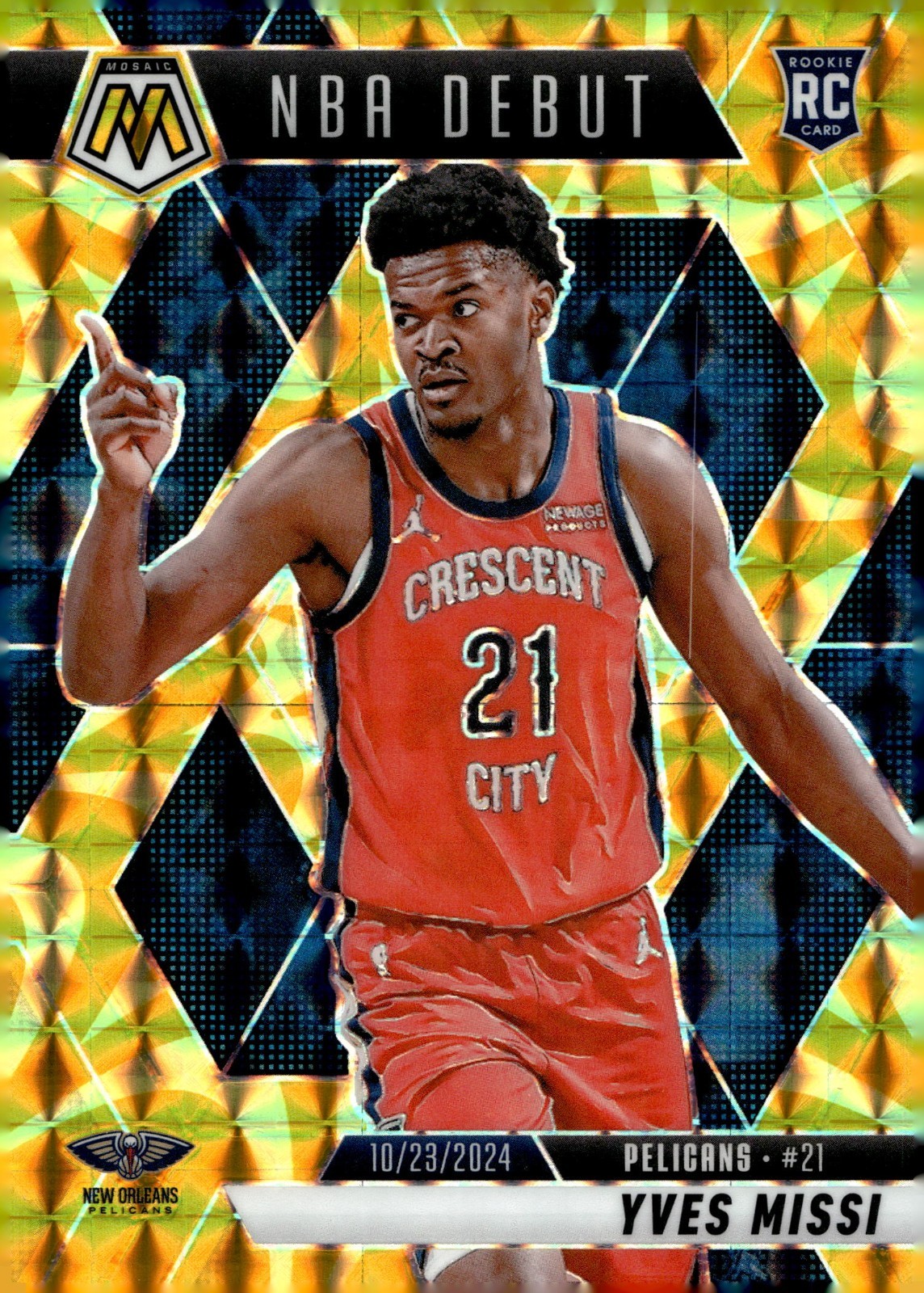 2024-25 Panini Mosaic Mosaic Reactive Yellow NBA Debut #255 Yves Missi Rc
