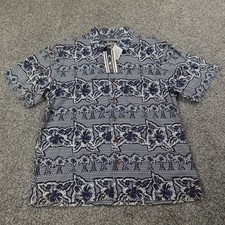 VTG Ocean Pacific Shirt Mens M Blue Floral Hawaiian Hibiscus Button Up 90s NEW