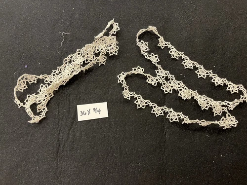 Lot of 2 Vintage Beige Circular Tatted Trims 36x.75