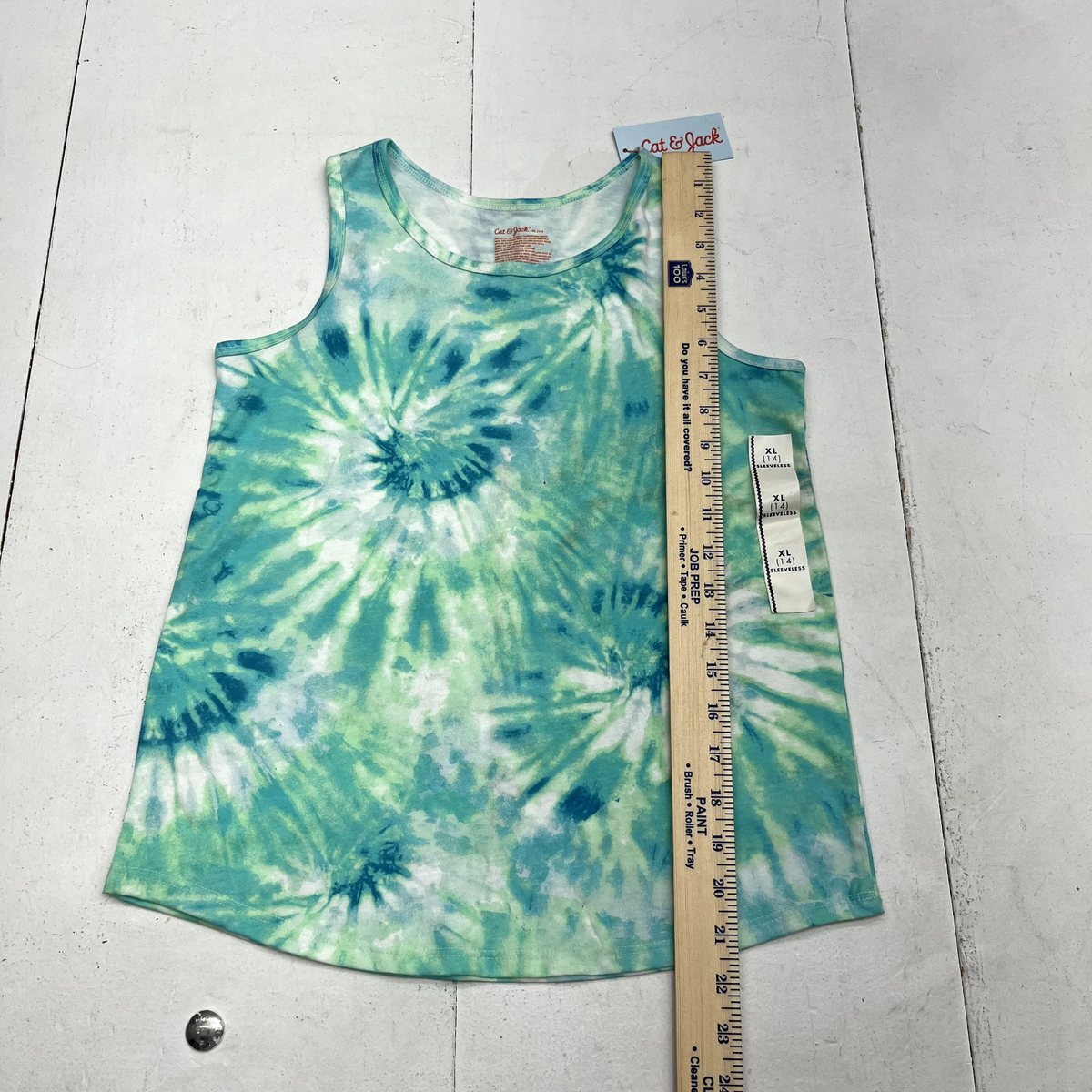 Cat & Jack Blue & Green Tie-Dye Sleeveless Tank Top Girls Size XL