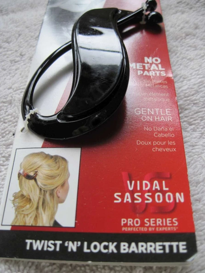 Clip de pelo de plástico Vidal Sassoon Twist & Lock pasador alergia suave profesional negro Foto 3 de 4