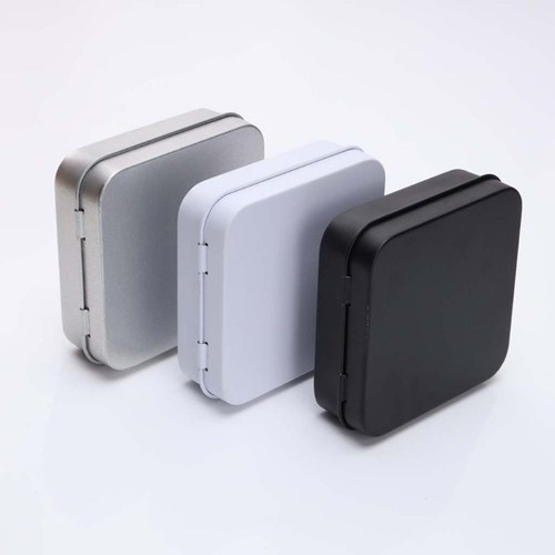 5 Pcs Mini Metal Tins Container Square Hinged Flip Storage Tin Box Small Kit Cas - Picture 2 of 10