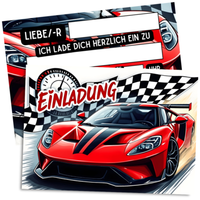 8Er Einladungskarten Kindergeburtstag FüR Jungen - Rennwagen - Auto - Sportwagen