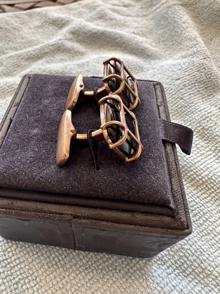 Gemelos cuadrados Charles Tyrwhitt de plata de ley y ónix negro originales Caja de etiquetas Foto 3 de 4