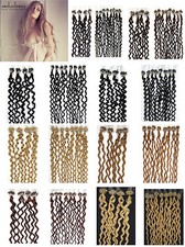 100S Silicone Micro Loop Ring Beads Link Remy Human Hair Extensions Curly 20inch