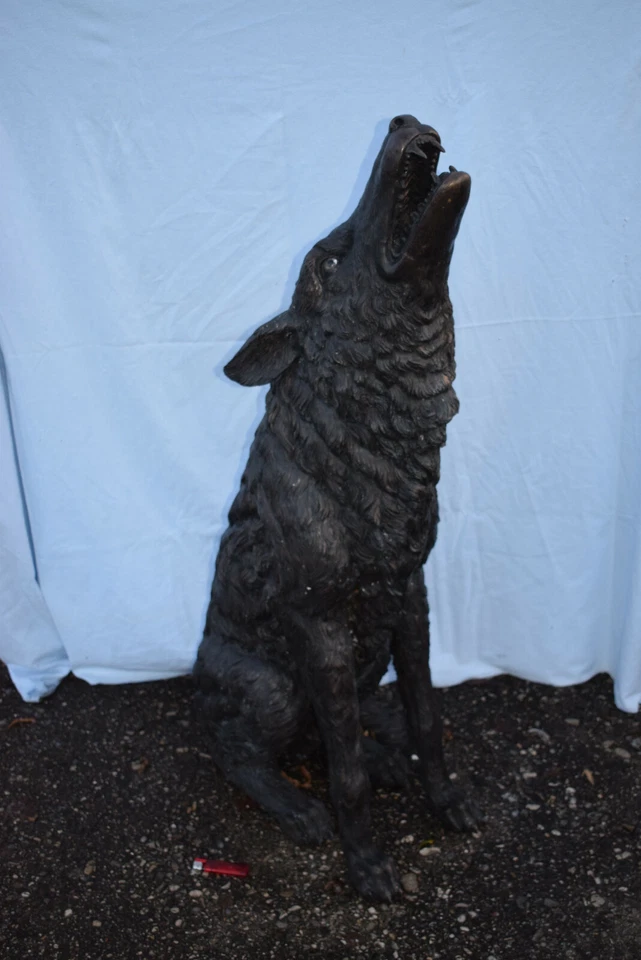 S.gr.heulender Br.-Wolf m.Glasaugen,Russland,Antikp.,s.f.Fellmas.,ca100kg,120cm - Bild 4 von 4