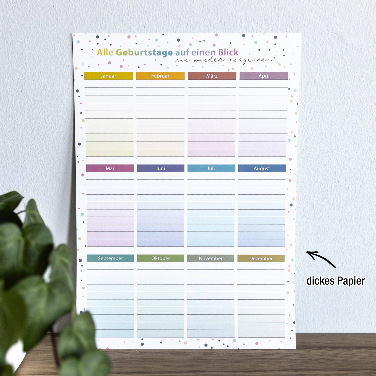  Geburtstagskalender immerwährend 2er Set A4 Dauerkalender Bildidee 