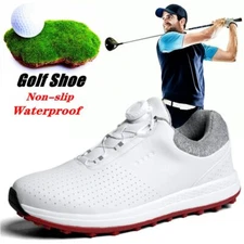 Golf Shoes for Men Spikeless Leather Waterproof Golf Athletic Sneaker Golf Shoes