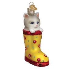 Old World Christmas Kitten In Rain Boot Ornament w