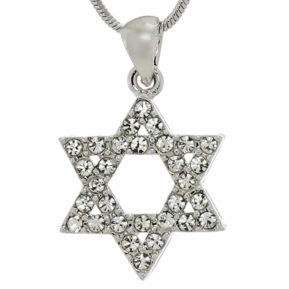 Star Of David Hanukkah W Swarovski Crystal Jewish Judaism Pendant 18